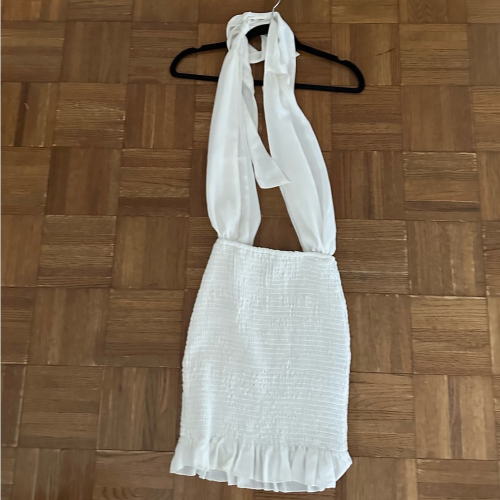 Beginning Boutique white dress with ruffles / size M /